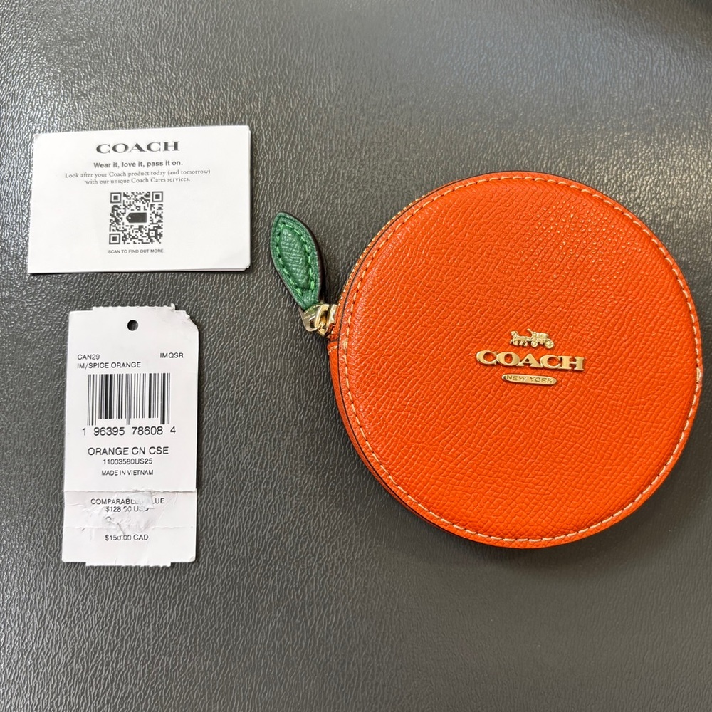 Coach Vibrant Orange Round Coin Purse - Picture 5 of 5